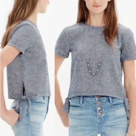Madewell chambray cropped side tie shirt XS - Picture 1 of 6